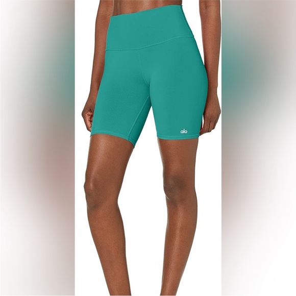 ALO Yoga Pants - ALO High Waist Bike Shorts - Yoga - Ocean Teal - Size Extra Small (XS)